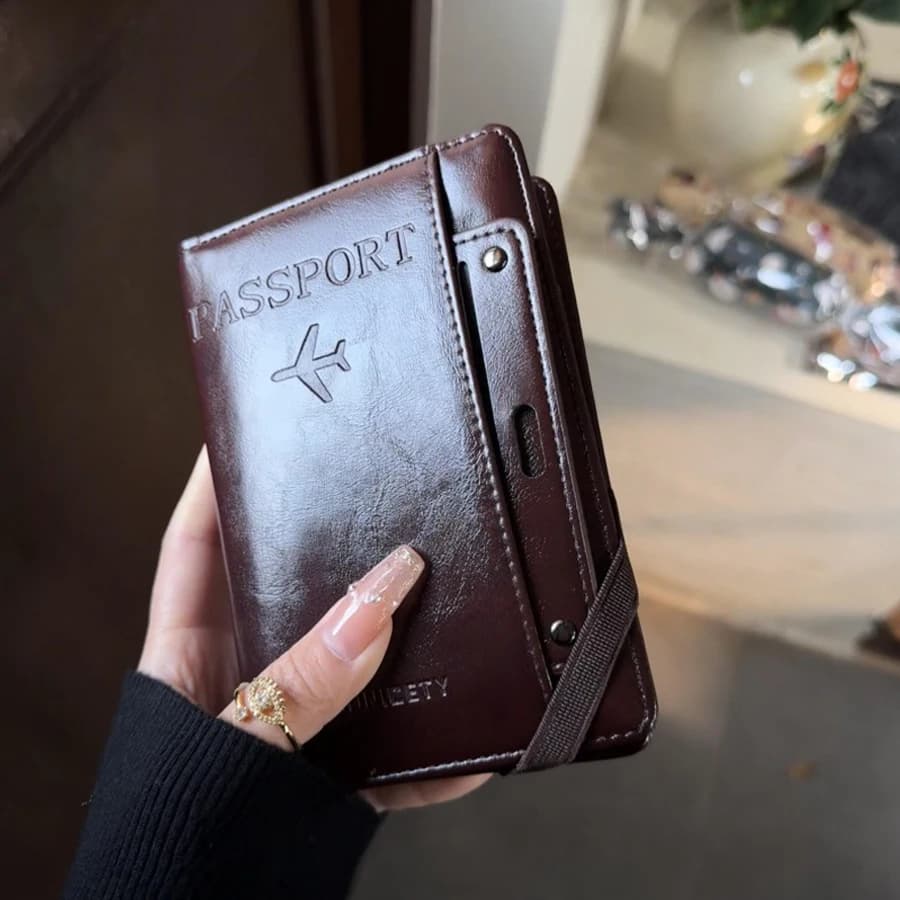 Porta passaporto e portafoglio combinati, antifurto, anti-degaussing, organizer multifunzionale per documenti e carte, porta biglietti da viaggio, organizer portatile per documenti da viaggio d'affari, protezione essenziale per documenti per viaggi all'estero