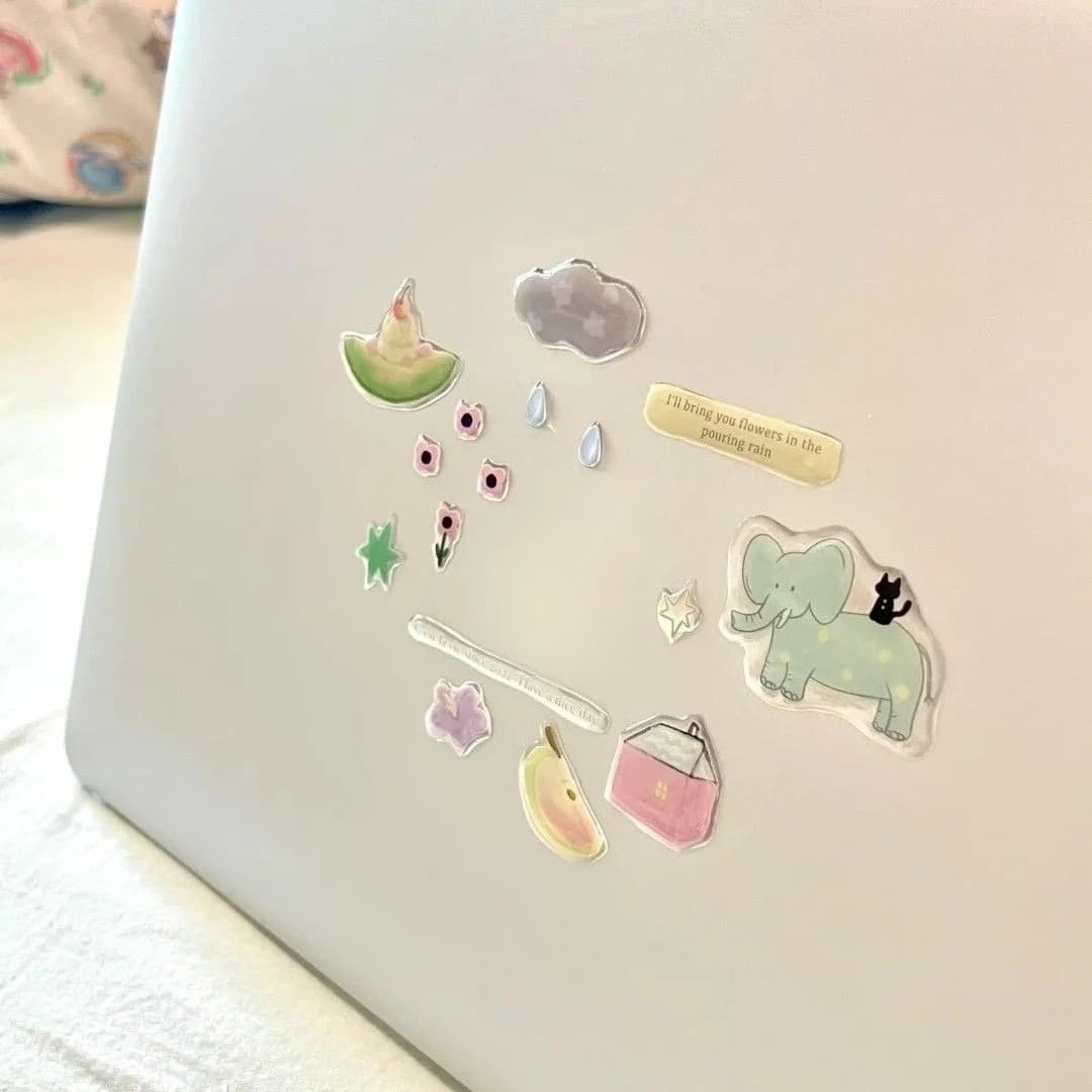 Set di Adesivi 3D in Gelatina Fai-da-Te, Simpatici Adesivi Cartoon di Gatti, Cani e Pupazzi di Neve per Decorazione di Tablet, Custodie per Telefoni, Laptop e Diari