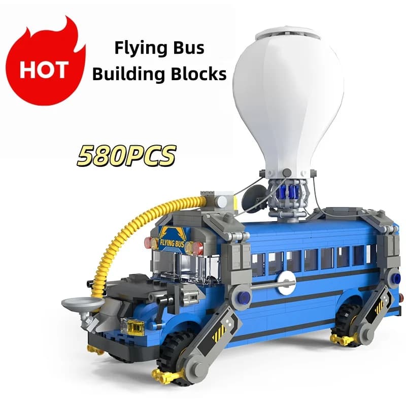 Set di Blocchi da Costruzione MOC Autobus Volante con Mongolfiera - 580 Pezzi, Gioco Educativo STEM, Compatibile con Lego, Regalo Educativo