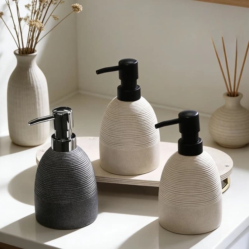 Sandstone Emulsion Bottle Foam Style Bathroom Soap Dispenser Home Shampoo Body Wash Lotion Storage Bottle Bathroom Accessories