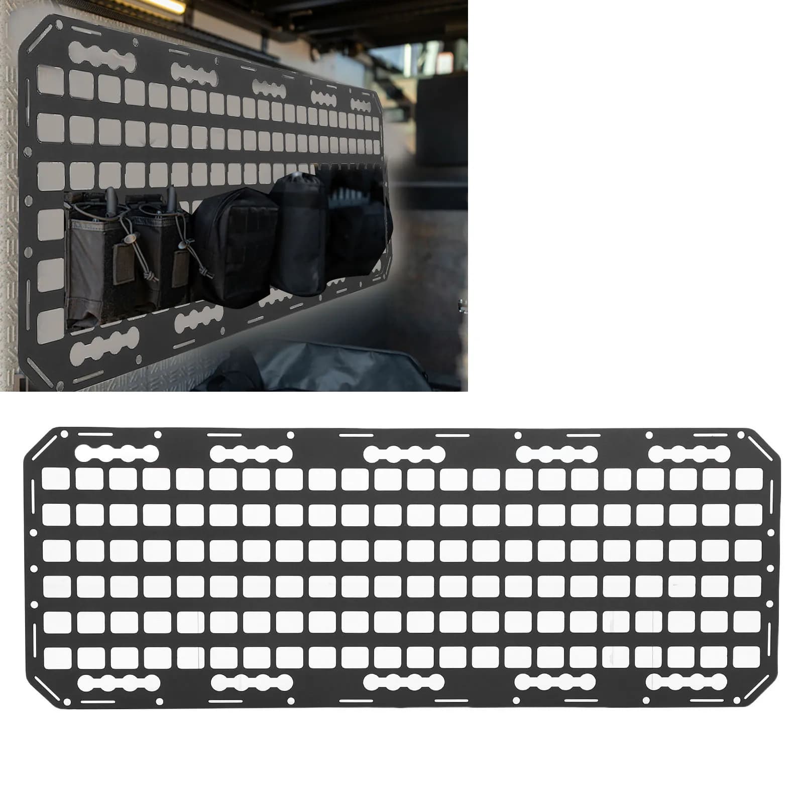 Pannello Molle Multifunzionale in Alluminio ad Alta Durezza per Cassone del Camion, Compatibile con Sistema L-Track 883*330*2mm