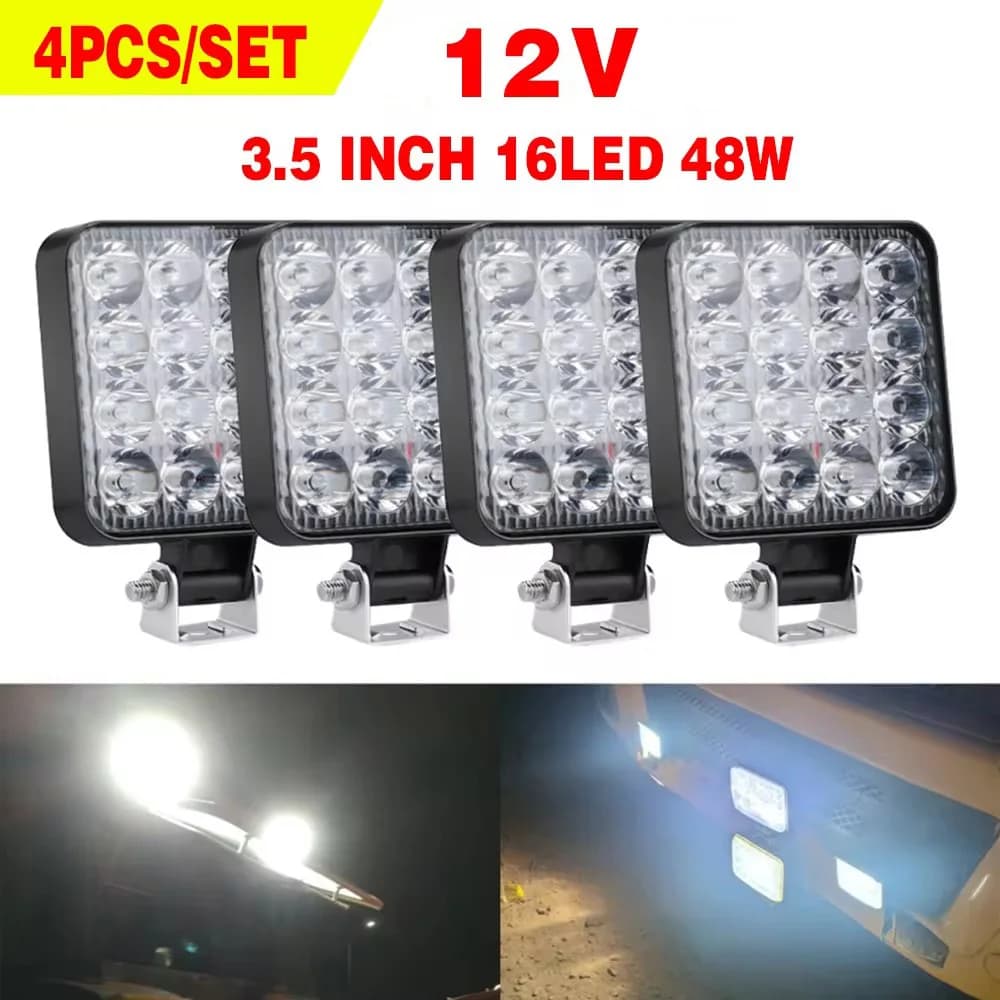 4 PZ 12V Barra luminosa a LED 48W Mini LED Luce da lavoro Faretto fuoristrada per Jeep Truck 4X4 Auto SUV ATV Barra Fari a LED