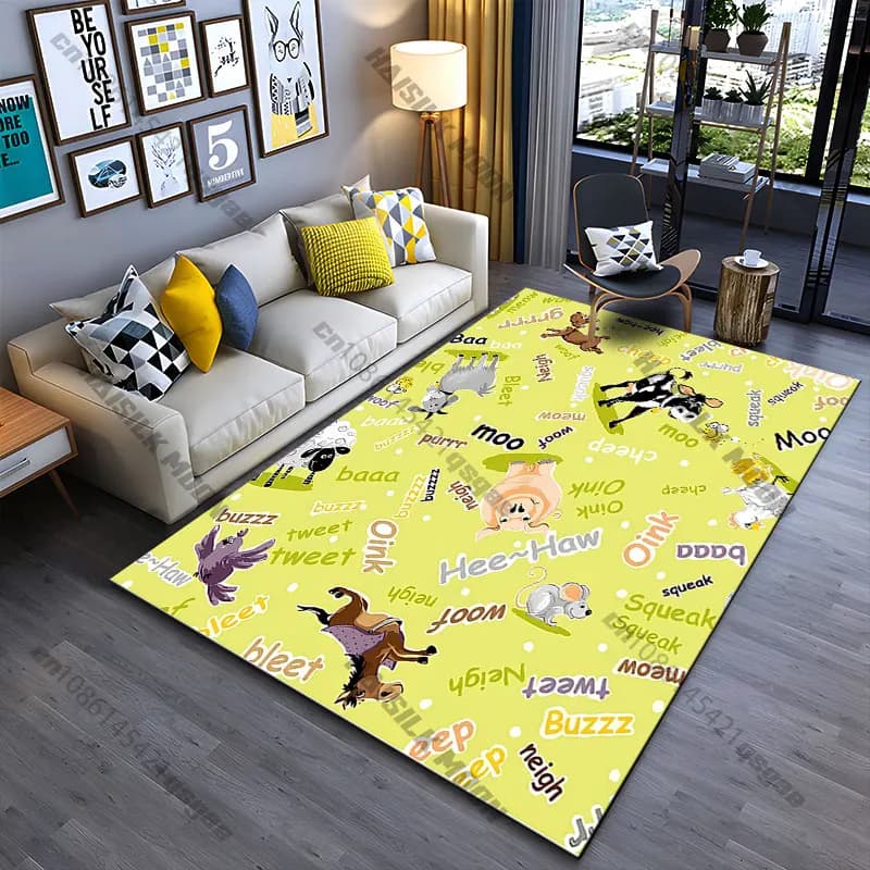 Farm animals with sound words carpet Yoga living room room decor children's crawling mat doormat area rug games mat