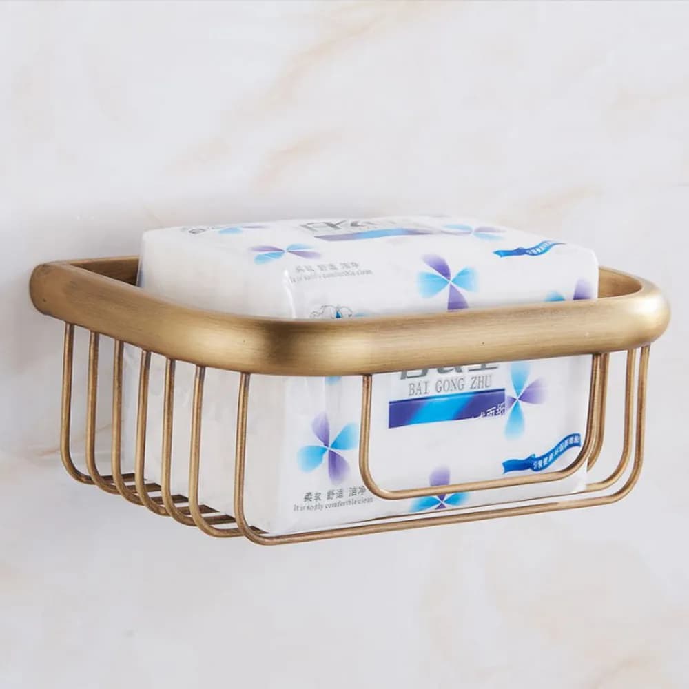 Accessorio per il bagno Portarotolo per carta igienica Portarotolo per fazzoletti Cestino a parete Finitura in ottone antico tba541