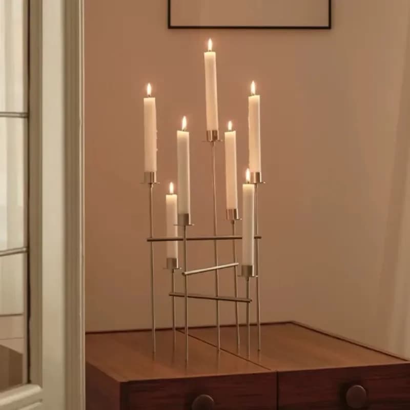 Modern Stainless Steel Multi Arm Candle Holder Stand Elegant Metal Candelabra Centerpiece for Dining Table Wedding Home Decor