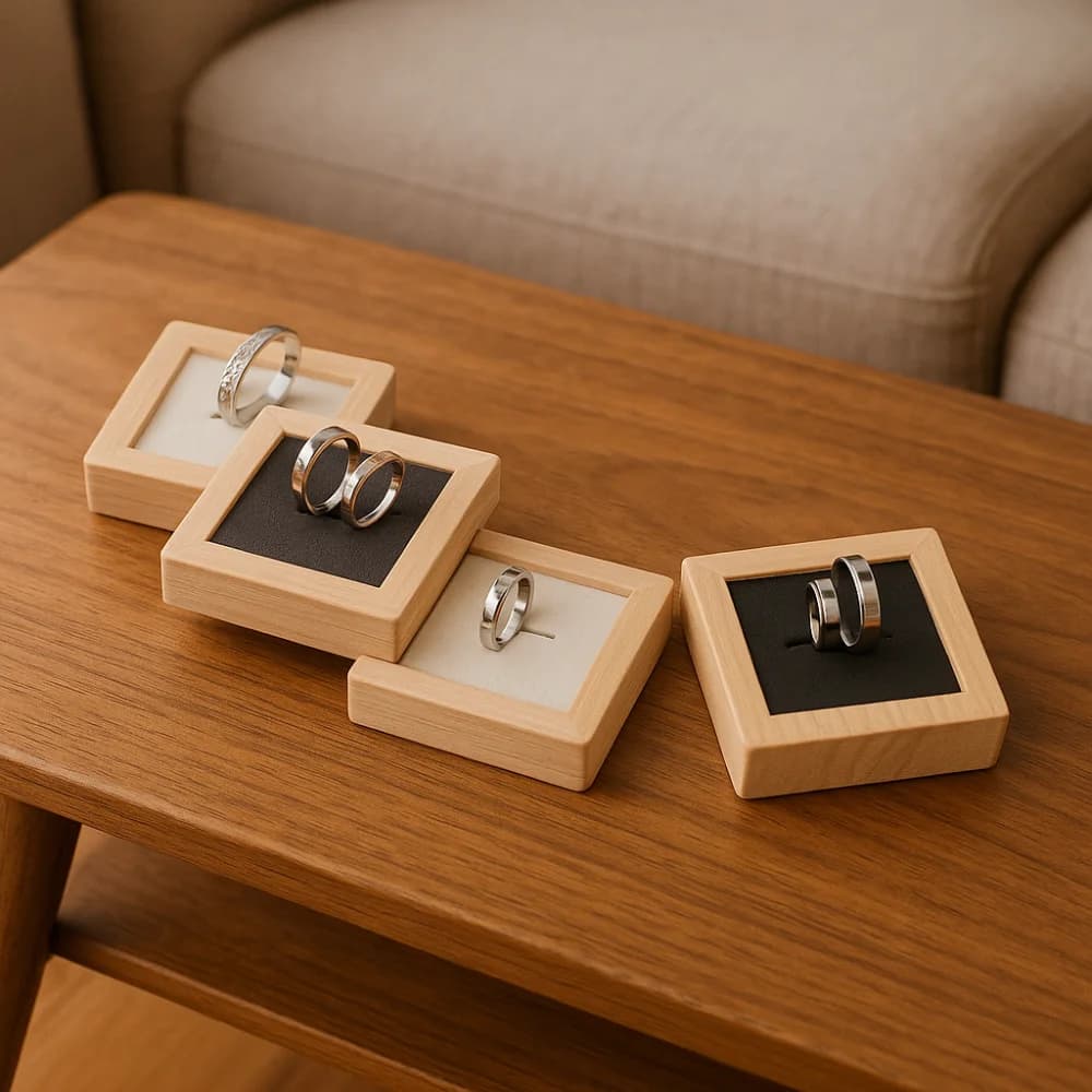 Ring Holder Case Wooden Jewelry Show Props Jewelry Display Ring Display Rack Earrings Rings Organizer Solid Color