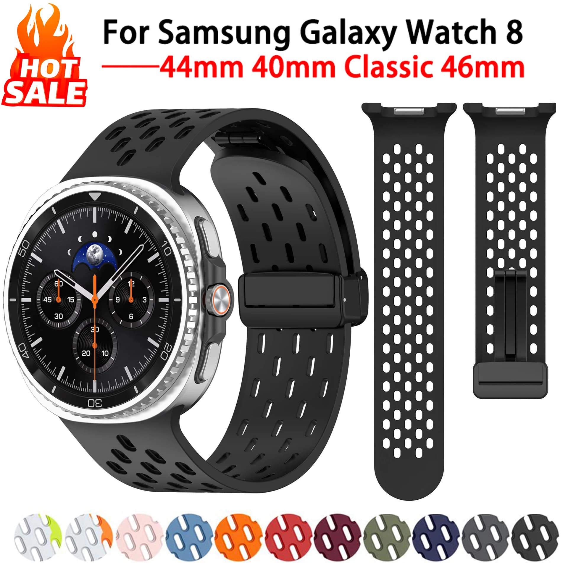 Cinturino magnetico per Samsung Galaxy Watch 8 Classic 46mm Bracciale sportivo in silicone traspirante Correa Galaxy Watch 8 44mm 40mm Cinturino