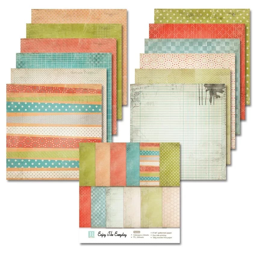 24 Sheets Enjoy The Everyday Craft Paper Pads Cutting Dies Art Background Origami Scrapbooking Card Making