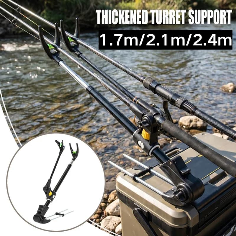 1.7/2.1/2.4m Aluminum Alloy Thickened Telescopic Fishing Rod Adjustable Angle Ground Insert Rod Holder for Outdoor Fishing
