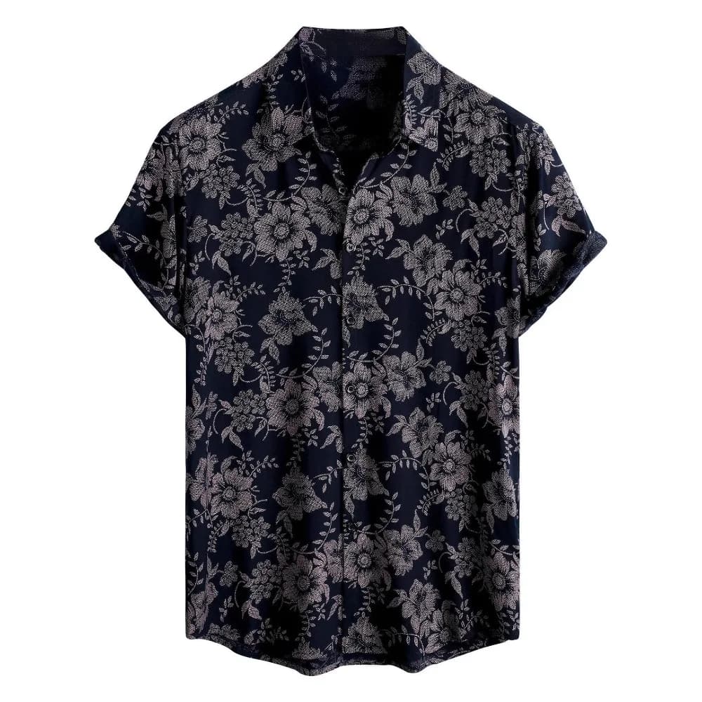 Summer Japanese Retro Shirt Beach Vacation Loose Casual Men's Top