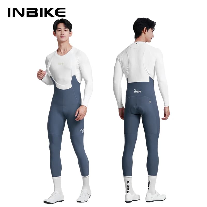 INBIKE Pantaloni con bretelle da ciclismo da uomo Primavera e autunno Leggings da ciclismo su strada traspiranti riflettenti imbottiti 3D sottili con imbottiture per pantaloni