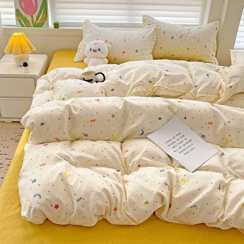 Starry sky for boys and girls Set Korean style duvet cover with flat sheet Federa without filler Bed linen Queen