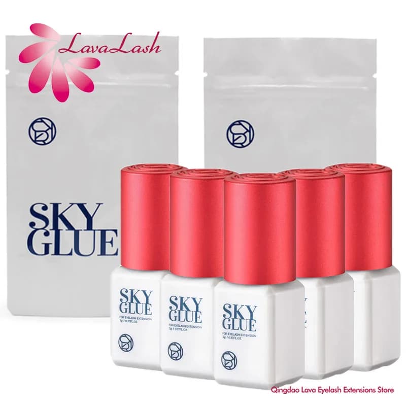 10 Bottiglie SKY S + Colla per Estensione Ciglia 5ml Originale Nero Rosso Cap False Lash Colla Cielo Adesivo Forniture Strumenti di Trucco Colas
