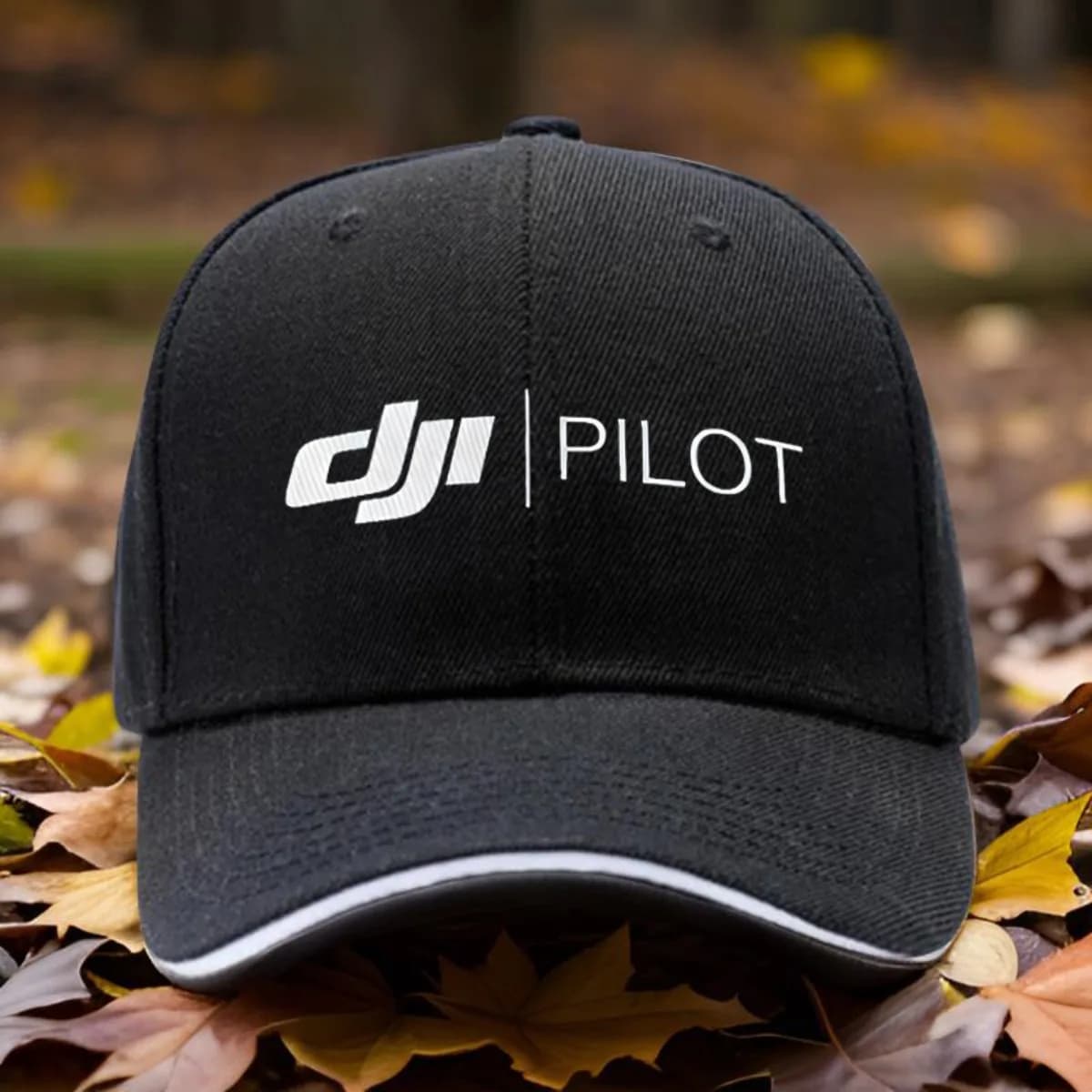 Fancy 1 DJI Pilot Stylish Printed Adjustable Trucker Hat - Black Unisex Cap with White Text, Comfortable for Foot Travel
