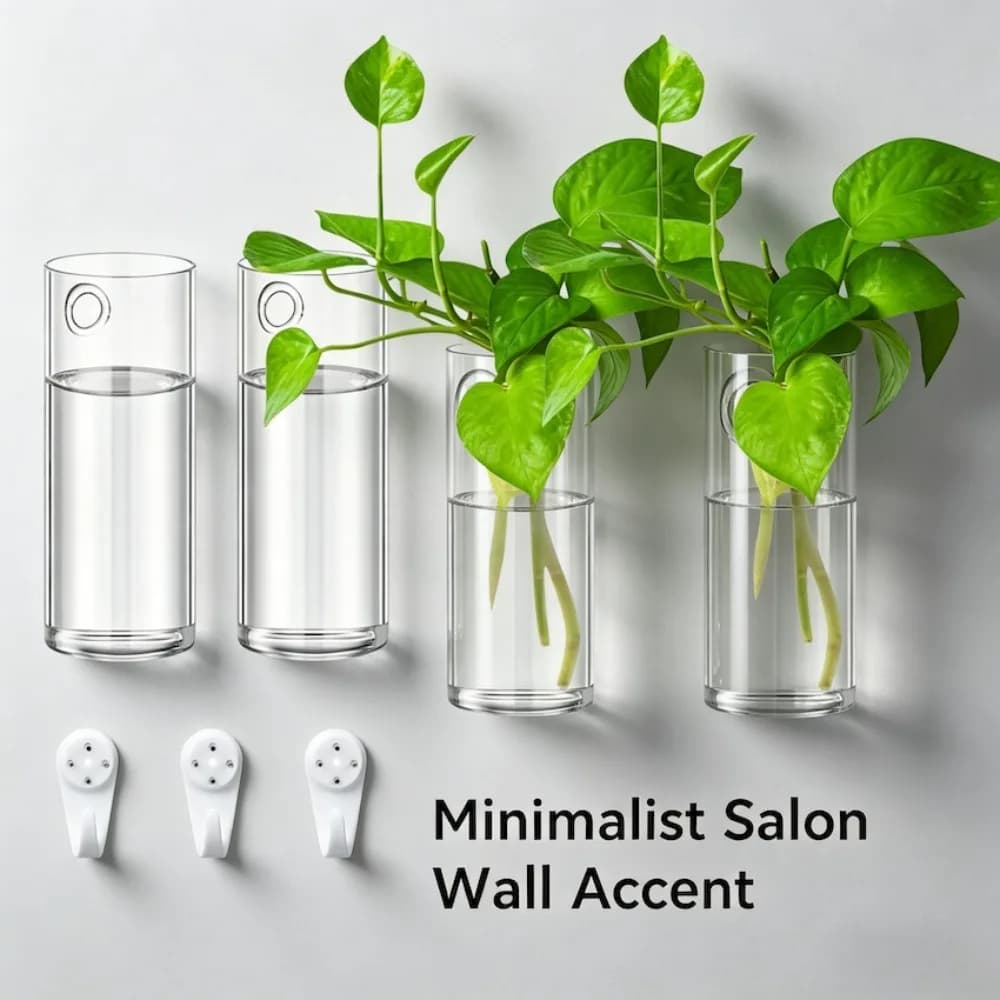 3/6Pack Creative Glass Wall Vase Hanging Hydroponic Planter Wall-Mounted Flower Vases Garden Living Room Wall Decor