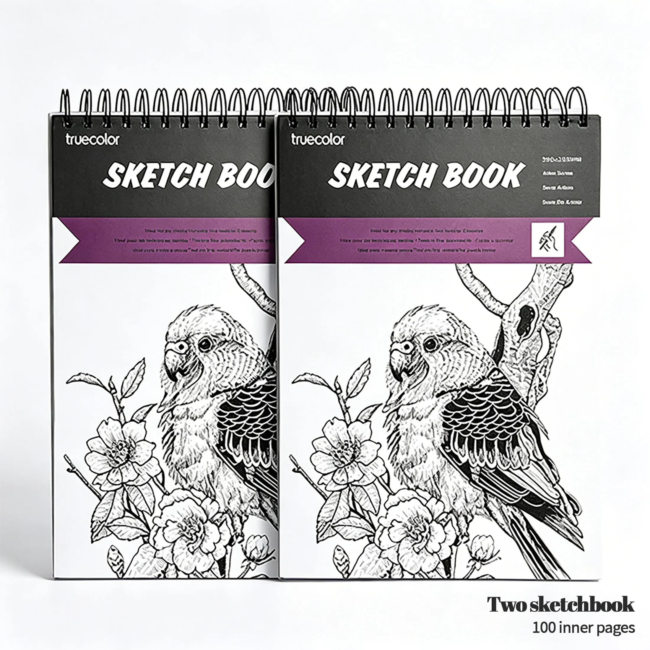 Truecolor 2pack Spiral Sketch Book, Blank Drawing Paper Pad for Sketching Drawing Art School and Practice