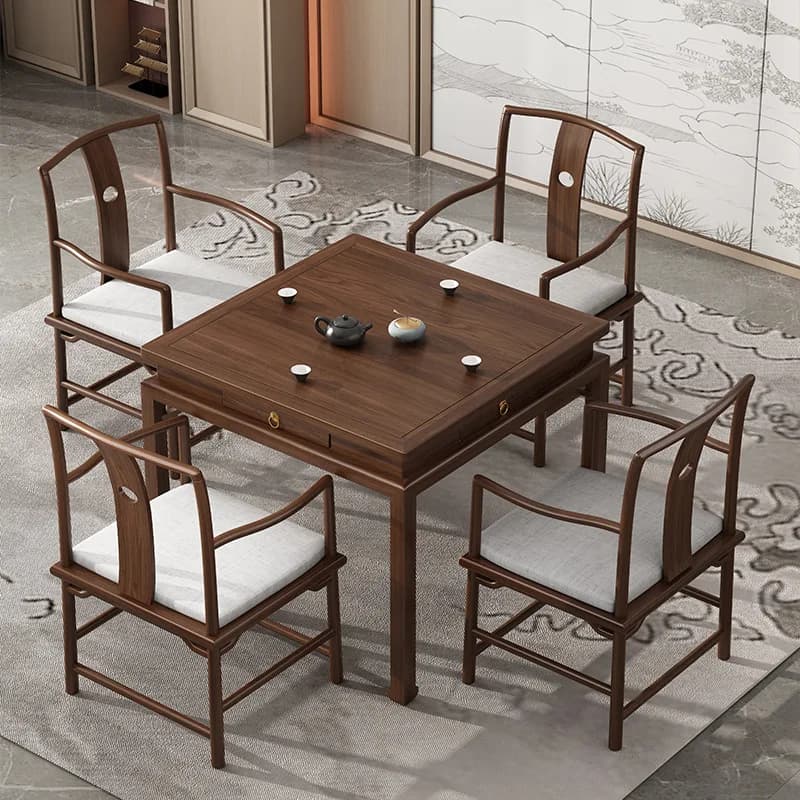 New Chinese solid wood eight immortals table Old elm square table Household egg special Square chess and card