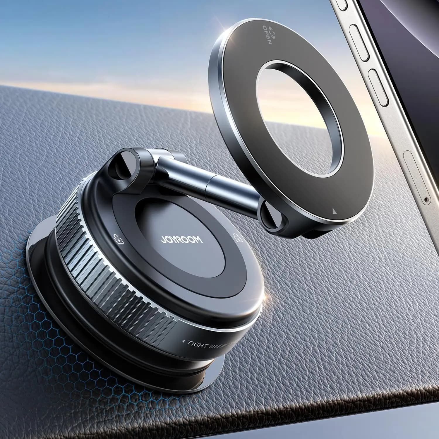 Supporto per telefono magnetico sottovuoto con ventosa Magsafe per auto 360 ° Supporto per auto Magsafe con puntone in metallo per custodia Android Magsafe