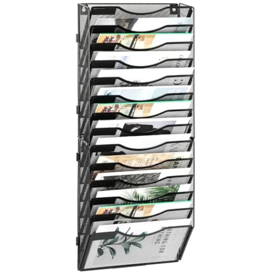 Organizzatore da Parete per Ufficio, Porta Documenti a Rete da Parete, Porta Cartelle Sospeso con Etichetta Portanome per Casa e Scuola