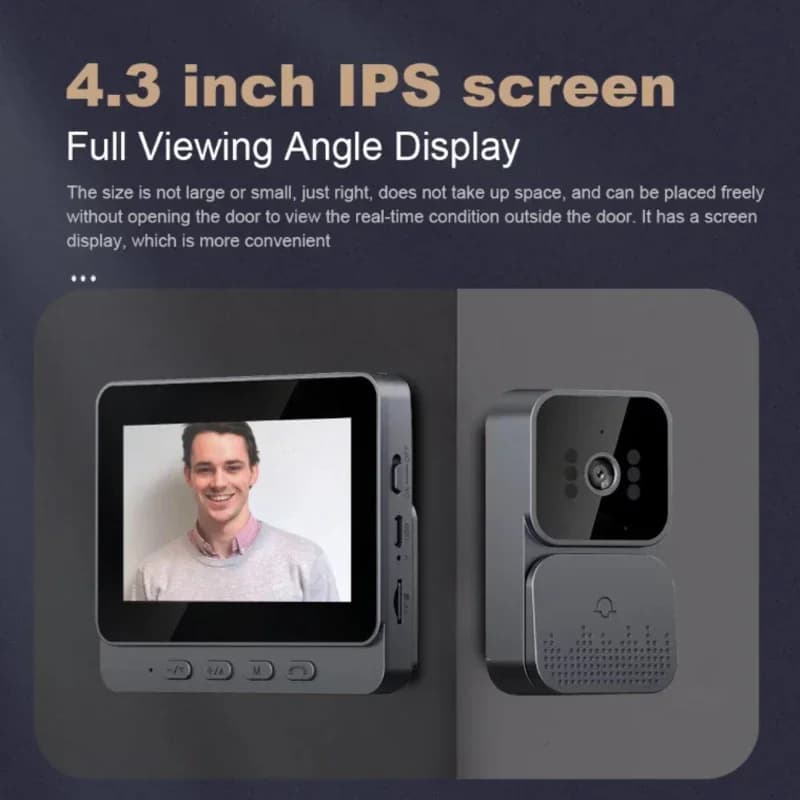 Videocitofono campanello Telecamera Inteligente Wireless con visione notturna Schermo da 4,3 pollici per appartamento di sicurezza Smart Home