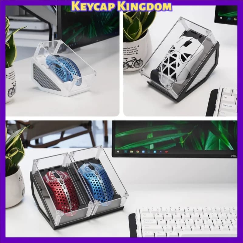 NUOVO Coprimouse Trasparente in Acrilico Stampato in 3D e Supporto Espositivo, Accessori per Mouse da Gaming, Decorazione da Scrivania per Setup PC