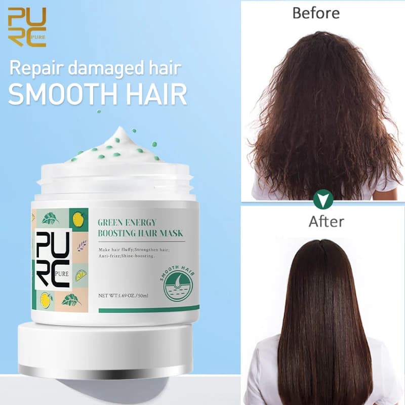 PURC Maschera per capelli alla cheratina Levigante Raddrizzamento Riparazione morbida Balsamo per crespo danneggiato Tettitore per capelli Cura dei capelli