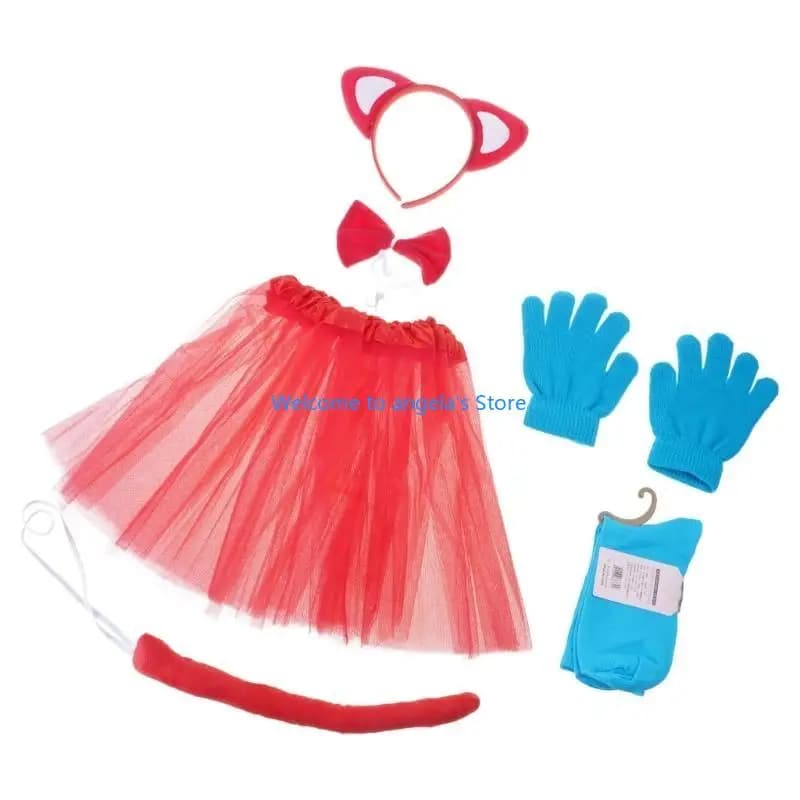 X4YC Halloween Cosplay Accessory Cats Tail Headband Gloves Socks Bowtie for Boy Girl Masquerade Christmas Halloween Cosplay