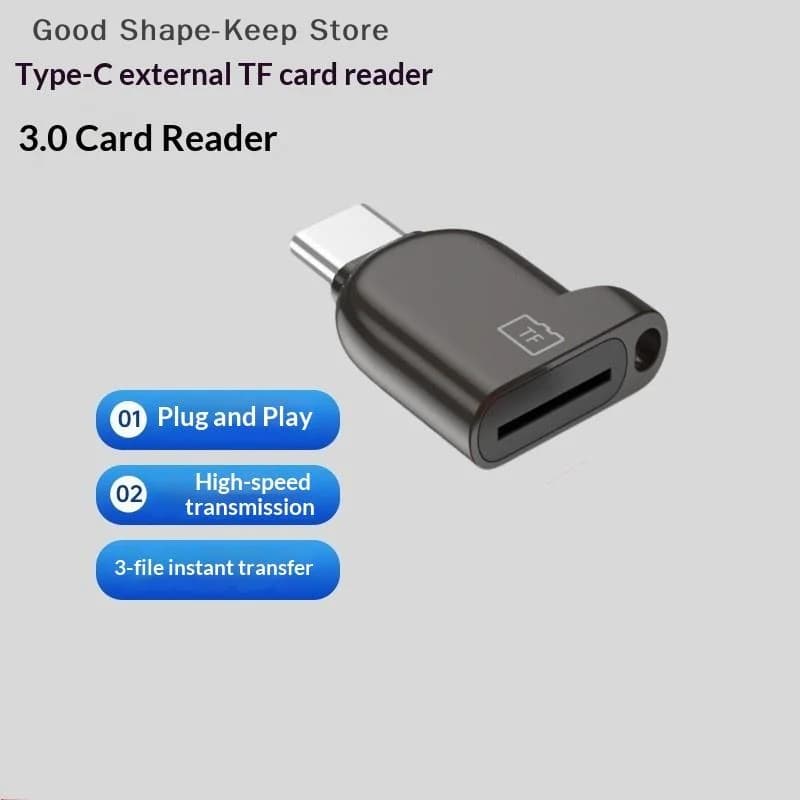Mini lettore di schede portatile di tipo C 3.0 Lettore di schede di memoria TF per unità flash USB per accessori per laptop PC