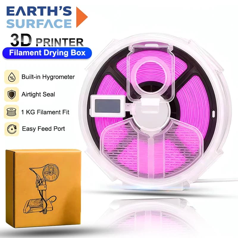 3D Printer Filament Dry Box Moisture Proof Filament Storage Container with Hygrometer Side Mounted Spool Holder for PLA PETG TPU
