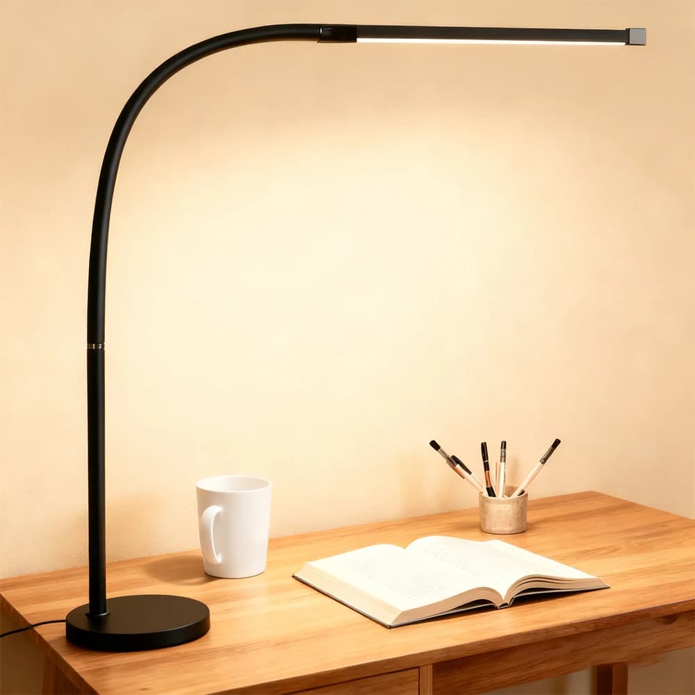 LED desk lamp Eye-Caring with base 360 ° Swan neck flexible working lamp 3 light colors Reading lamp for work lighting with smooth attenuation