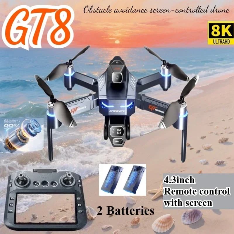 Drone 4K HD GT8 Camera Avoidance Air Photography Drone Brushless with RC Folding Screen Drone Quadcopter RTF