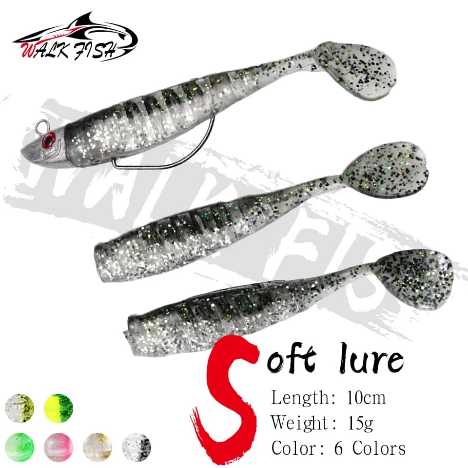 WALK FISH 15g 10cm Fishing Lure Lead Jig Set Silicone Soft Baits pesca Wobblers Fishing Lure Lead Head Hook Sea Fishing Tackle