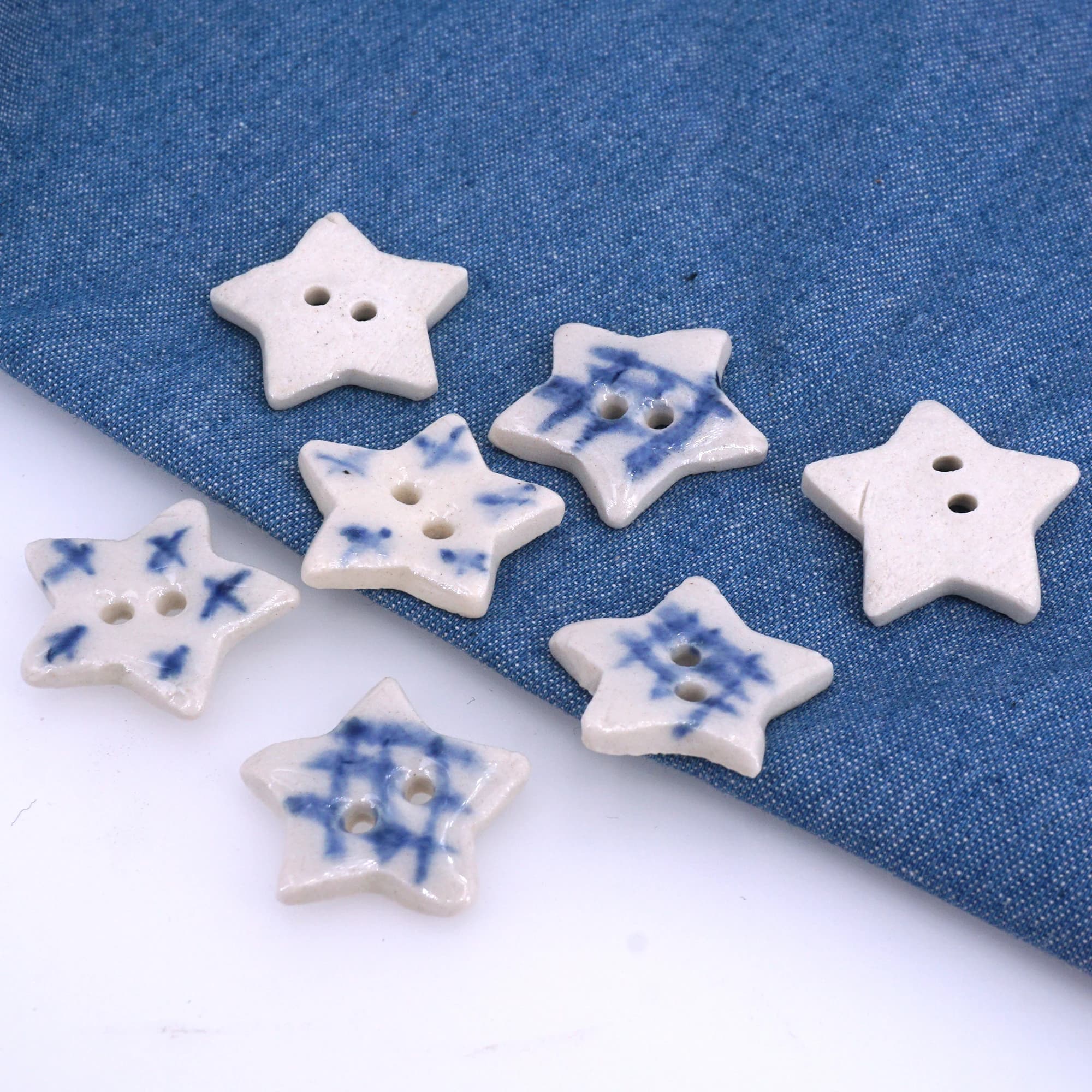 2 Pieces 20mm Star Ceramics Button Notebook Scrapbook Cute Decorative Button Sewing Accessories