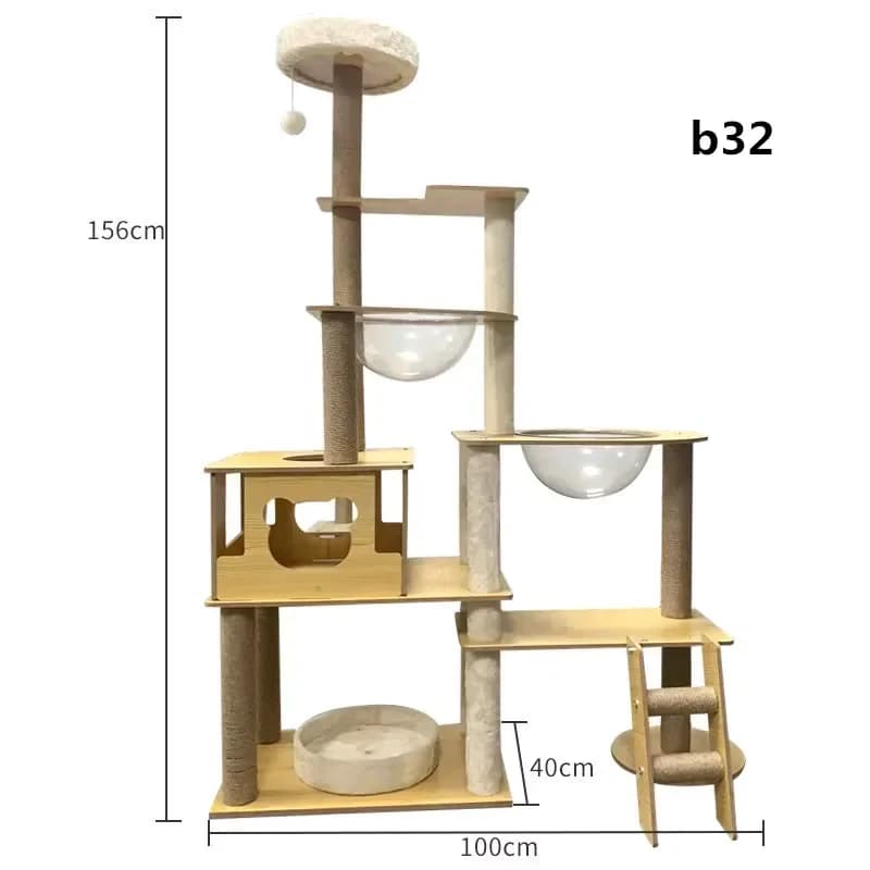 Cat Climbing Frame Modern Wooden Large Cat Tree Tower Furniture Scratcher Tree Post Pet Supplies Wholesale Custom