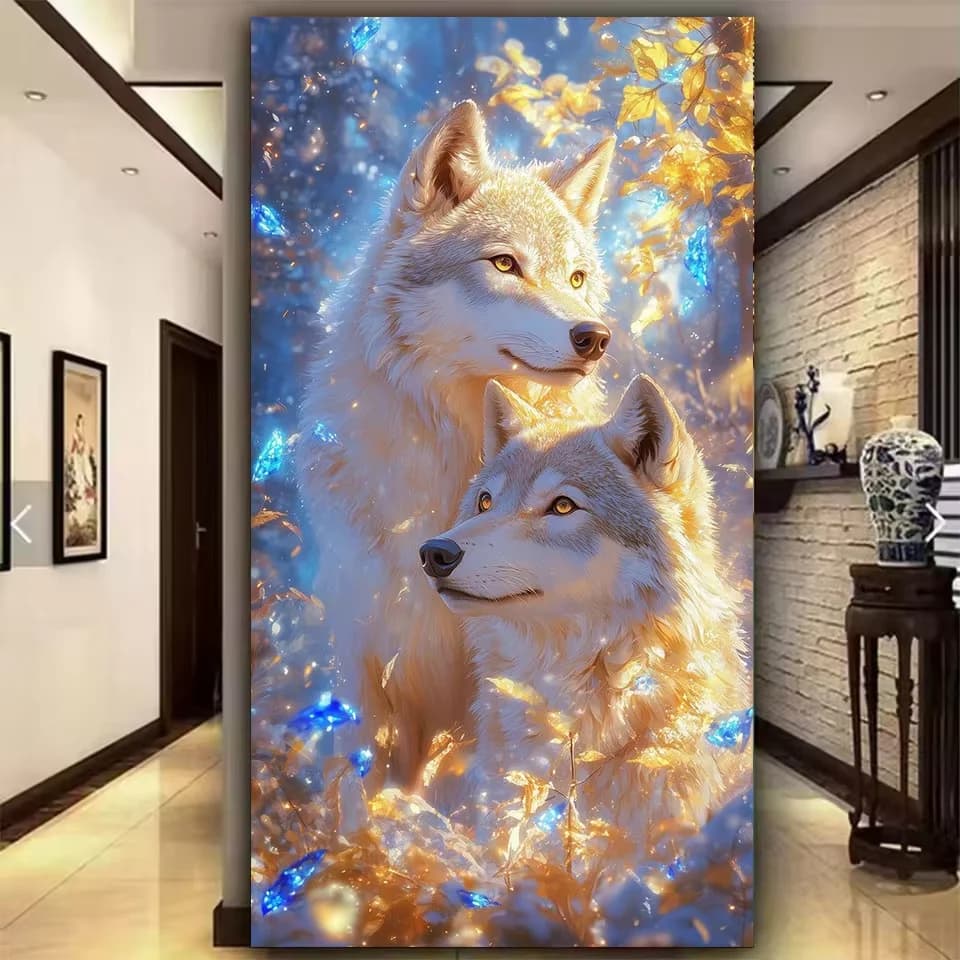 Nuovo 2026 Pittura Diamante 5D Lupo, con Diamanti Quadrati e Rotondi, Ricamo Fai da Te, Quadro, Punto Croce, Mosaico, Arte e Artigianato, Regalo