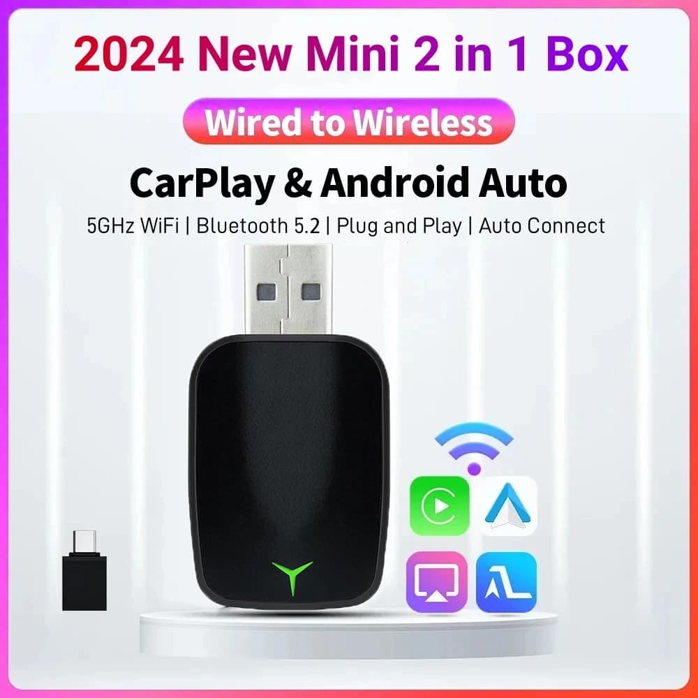 New Wired A Wireless Carplay Android 2 In 1 Adapter Automatic Gadget For Auto Smart Box Plug and Play 5Ghz Wifi Fast Connection