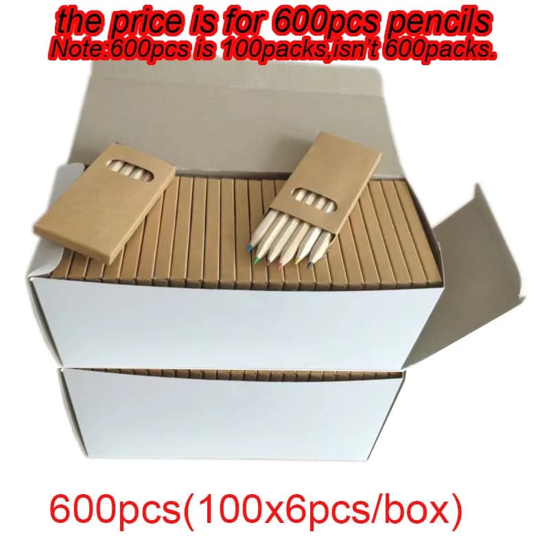 30/60/300/600/1200pcs(6pcs/pack) Mini Colored Pencil Kawaii Kids Small Draw Pen Cute Wooden Pencil Set For School Supplies Gift