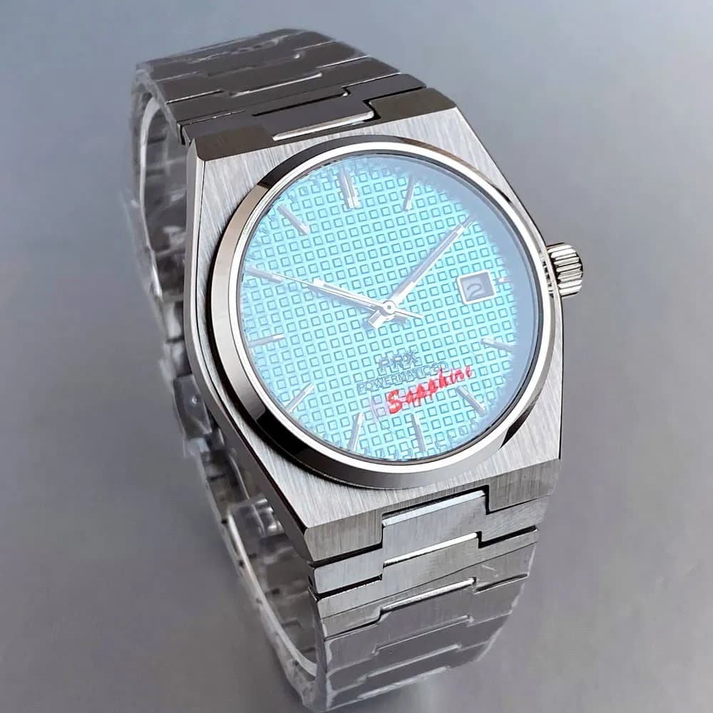 Tandorio Nuovo 40mm Classici Ice Blue Texture PRX Zaffiro Acciaio inossidabile 10ATM Abito di lusso NH35A Orologi automatici per uomo