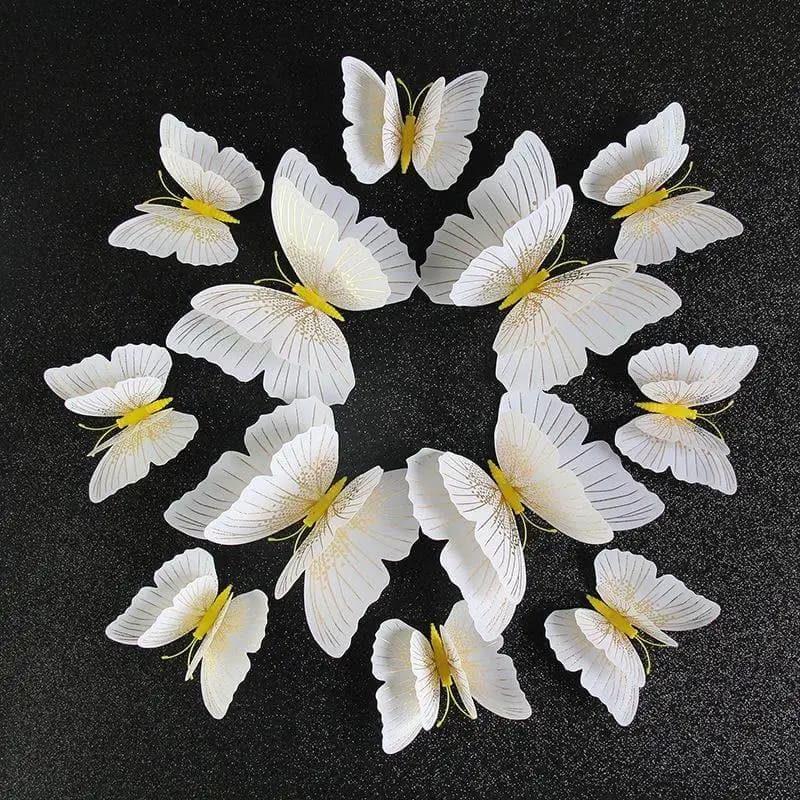 12 pezzi adesivo da parete farfalla 3D frigorifero adesivo di aspirazione magnetica tetto soffitto decorazione di nozze giardino esterno uso artistico