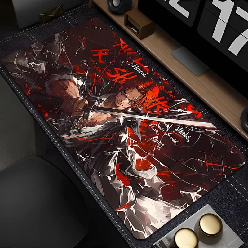 Tappetino per mouse 90x40cm One Piece Shanks, grande tappetino da scrivania per tastiera e mouse, tappeto in gomma per laptop, tappetino per mouse da gaming per notebook.