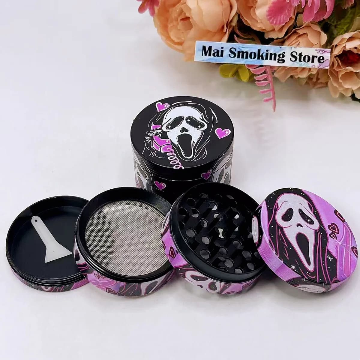 1.6/2 pollici Ghost Herb Grinder Metallo 4 Strati Manuale Macina sale Spezie Pepe Malta Erba grezza Tabacco Smerigliatrice Fumatori Strumento di sigaretta