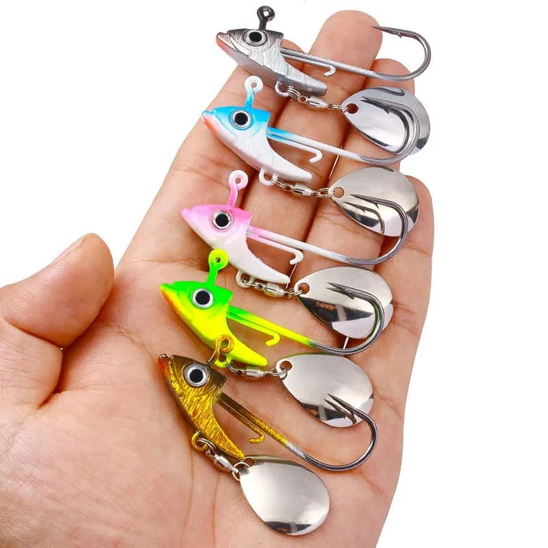 15pcs/box Jig Head 9g -15g Fishing Lures Sinking Rotating Sequin Metal Spoons Fishing Hooks Jigging Jigs Fishhook Baits Tackle