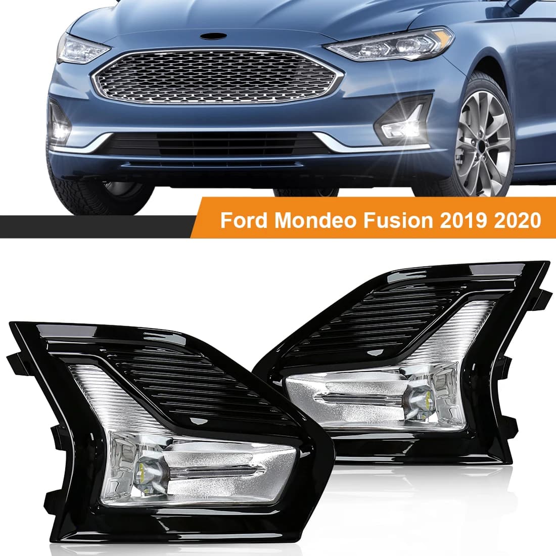 Gruppo fendinebbia per auto per Ford Mondeo Fusion 2019 2020 luce di marcia diurna a LED bianca faro anteriore di guida 12V impermeabile