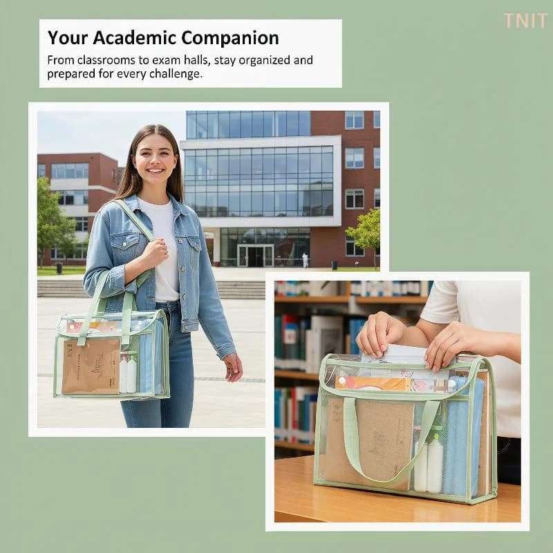 [J] Large Capacity Portable Transparent Waterproof Handheld Folder, Expandable File Storage Bag, PVC Self-adhesive File Bag