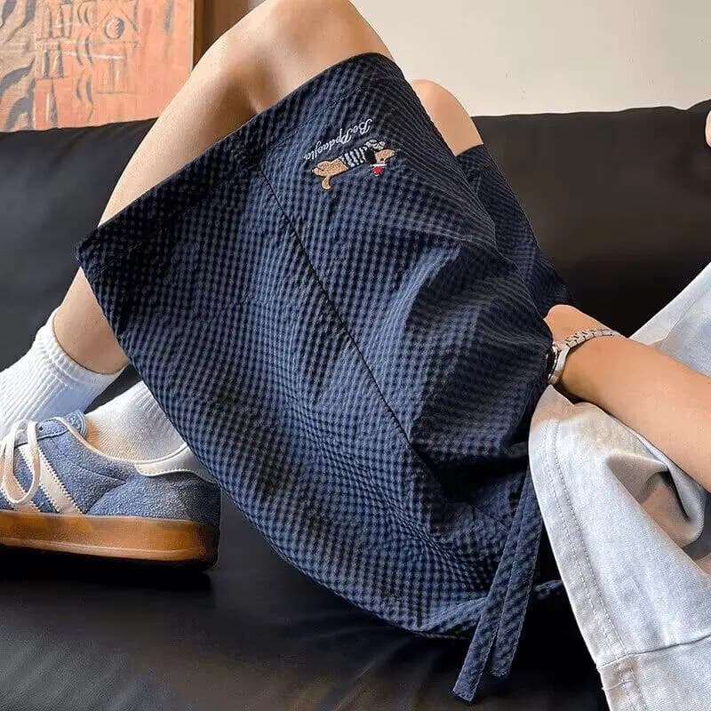 Comfortable Bubble Cotton Shorts Men's Summer Loose Casual Beach Sports Pants Teenagers Ice Silk Fashionable Five-Point Pockets
