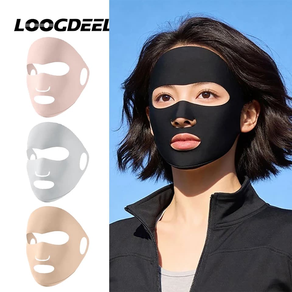 LOOGDEEL Anti-UV Summer Mask in Ice Silk, Indoor Face Solar Protection, for Golf, Cycling and Open Sports