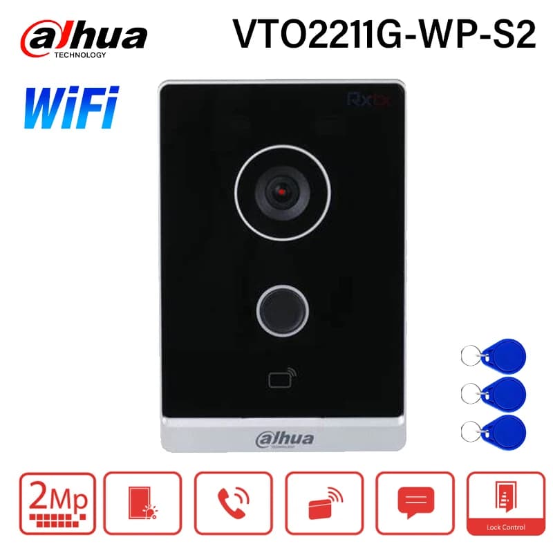 Dahua VTO2211G-WP-S2 Videocitofono WiFi da 2 MP Visione notturna HD Campanello PoE Stazione porta villa completamente digitale Scheda IC/APP/Sblocco VTH