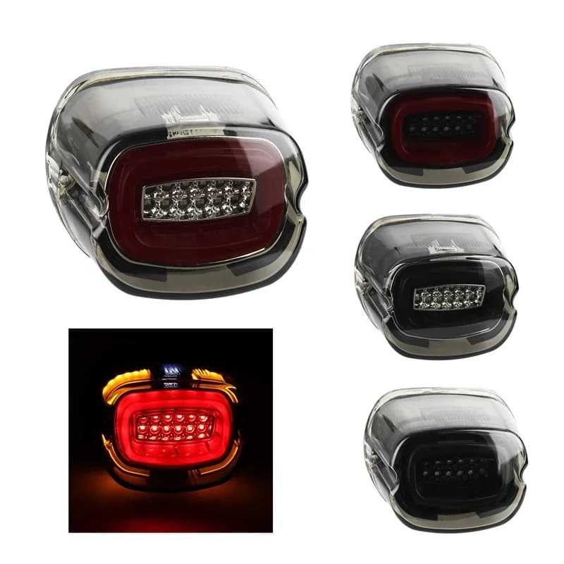 For Harley Softail Fatboy FXST Dyna Night Train FXD Motorcycle Red LED Taillight 12V Layback LED Tail Brake License Plate Light