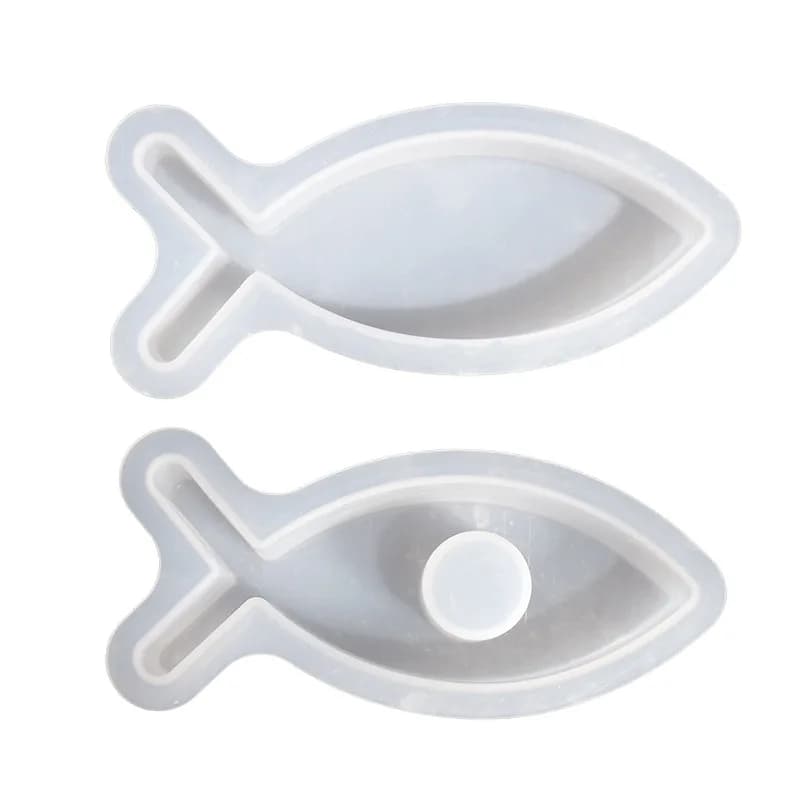 Nuovo Stampo in Silicone a Forma di Pesce Piccolo per Portacandele, Candele in Cera, Base per Portacandele, Ornamenti in Gesso, Resina e Specchio