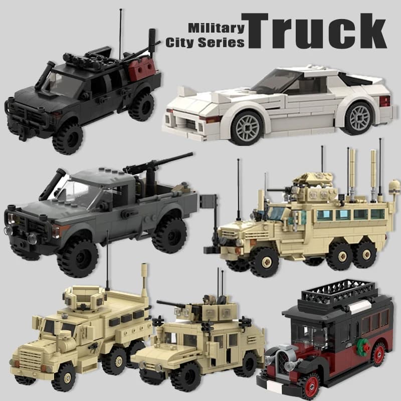 Blocchi da Costruzione MOC City Street View, Veicoli Militari, Camion, Auto Blindata, Regali di Natale, Mattoncini Giocattolo